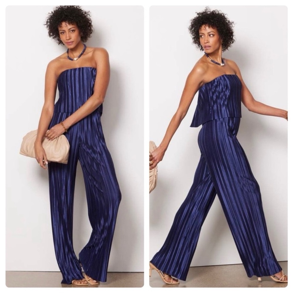 Amanda Uprichard Navy Strapless Jumpsuit